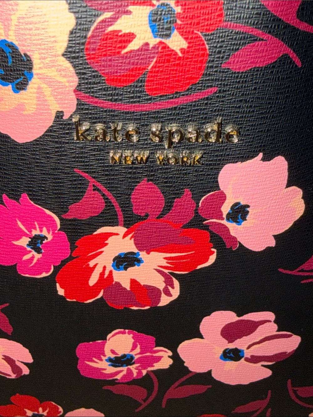 kate spade Black Floral Tote Bag - Pink & Red Flowers - Picture 3 of 14